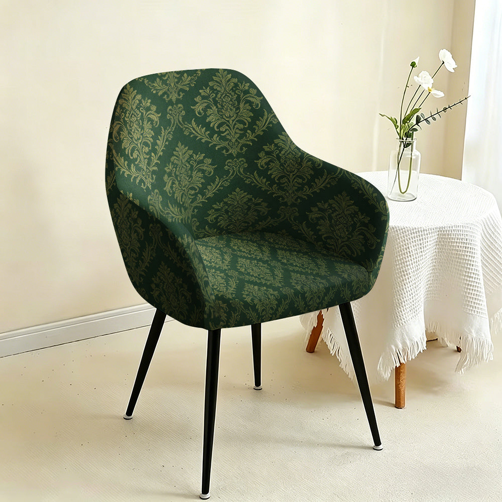 Housse de fauteuil extensible en fibre de lait imprimée au rendu glamour, gros plan sur le tissu