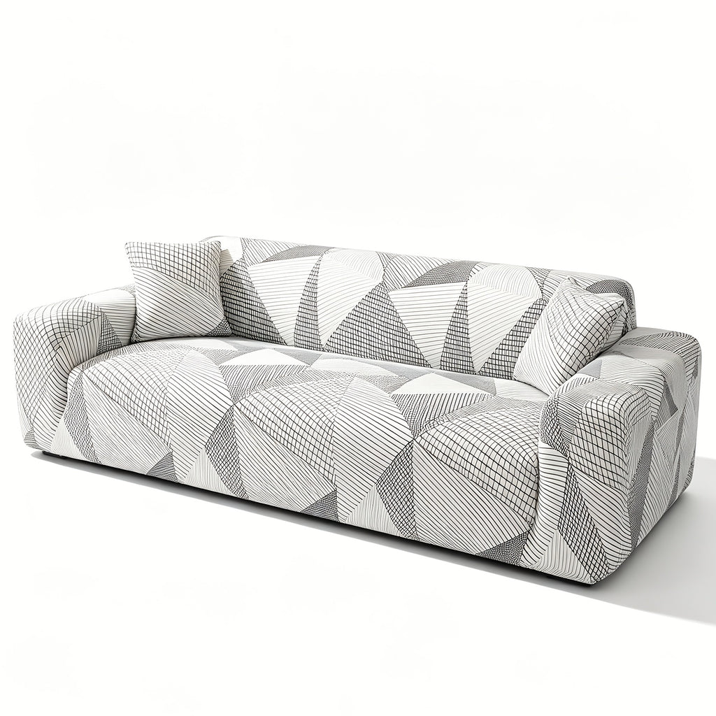 Housse de canapé extensible en fibre de lait imprimée à motif bohème, vue d'ensemble
