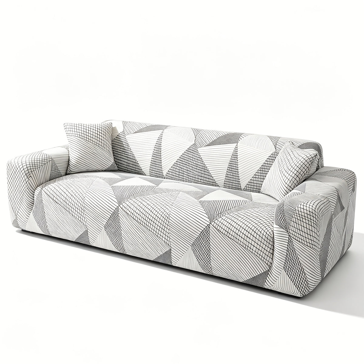 Housse de canapé extensible en fibre de lait imprimée à motif bohème, vue d'ensemble