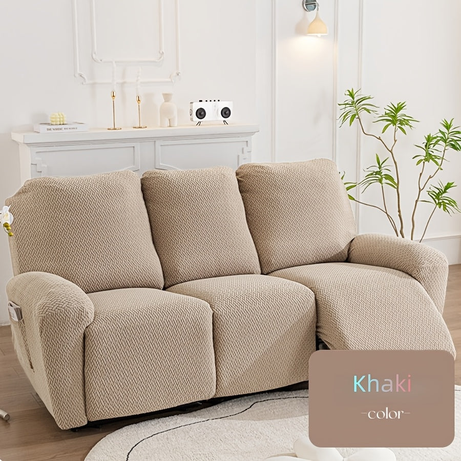 Housse de canapé extensible en polaire jacquard à motif géométrique, tissu de 160 à 180 g/m²