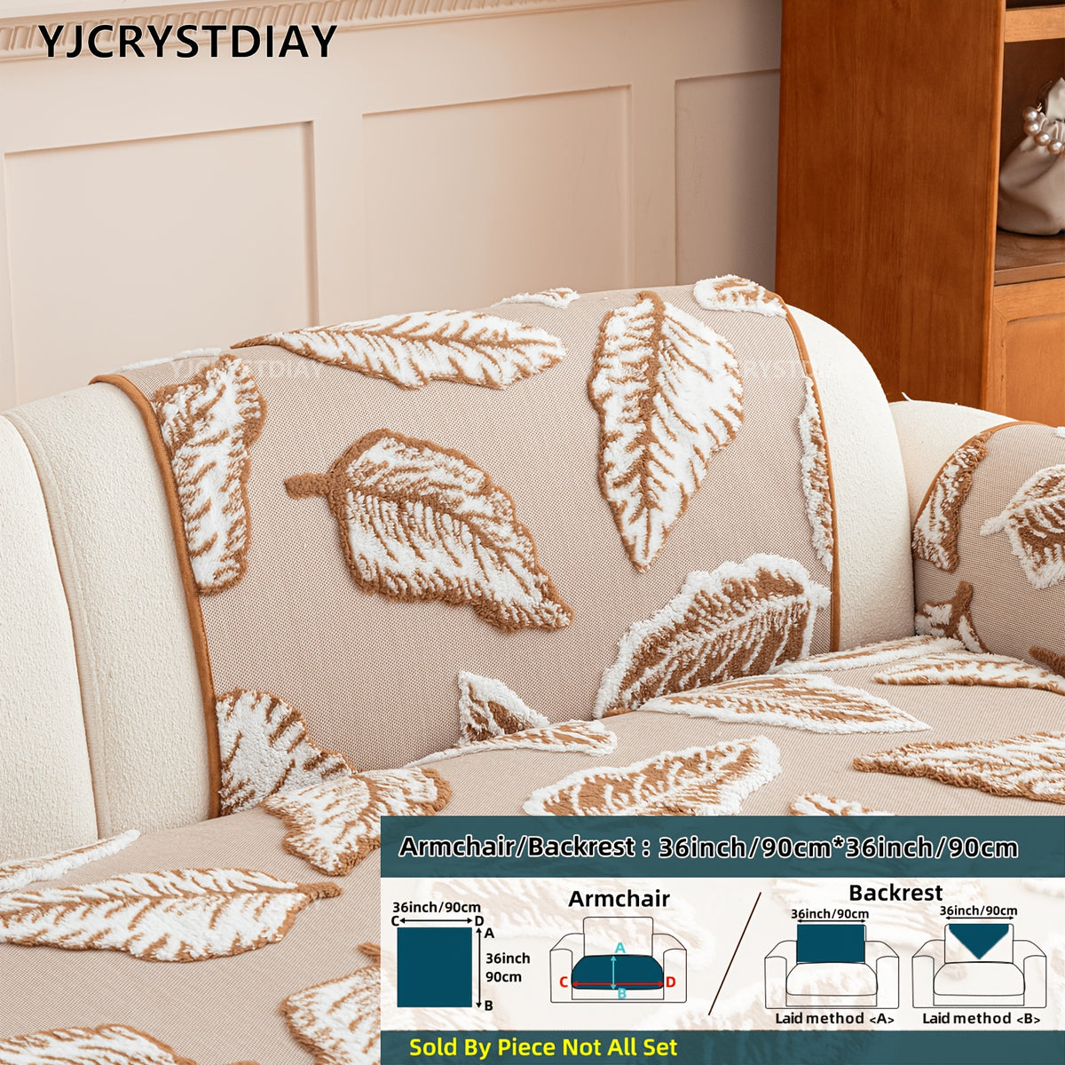 Housse de canapé en velours matelassée à motif bohème antidérapante, visuel produit