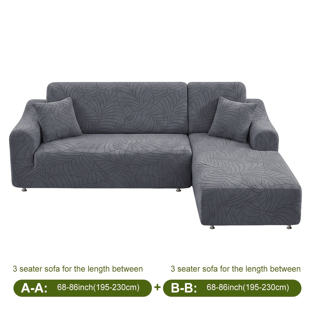 Housse de canapé extensible en polaire jacquard à motif feuillage, vue d'ensemble