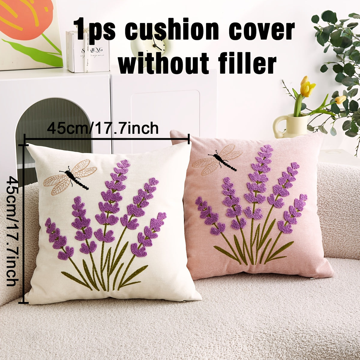 Housse de coussin en chenille à fermeture éclair, housse posée