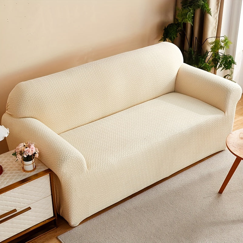 Housse de canapé extensible en polaire matelassée antidérapante, mise en situation