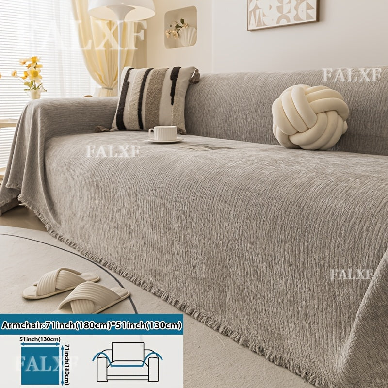 Housse de canapé en jacquard à rayures, housse posée