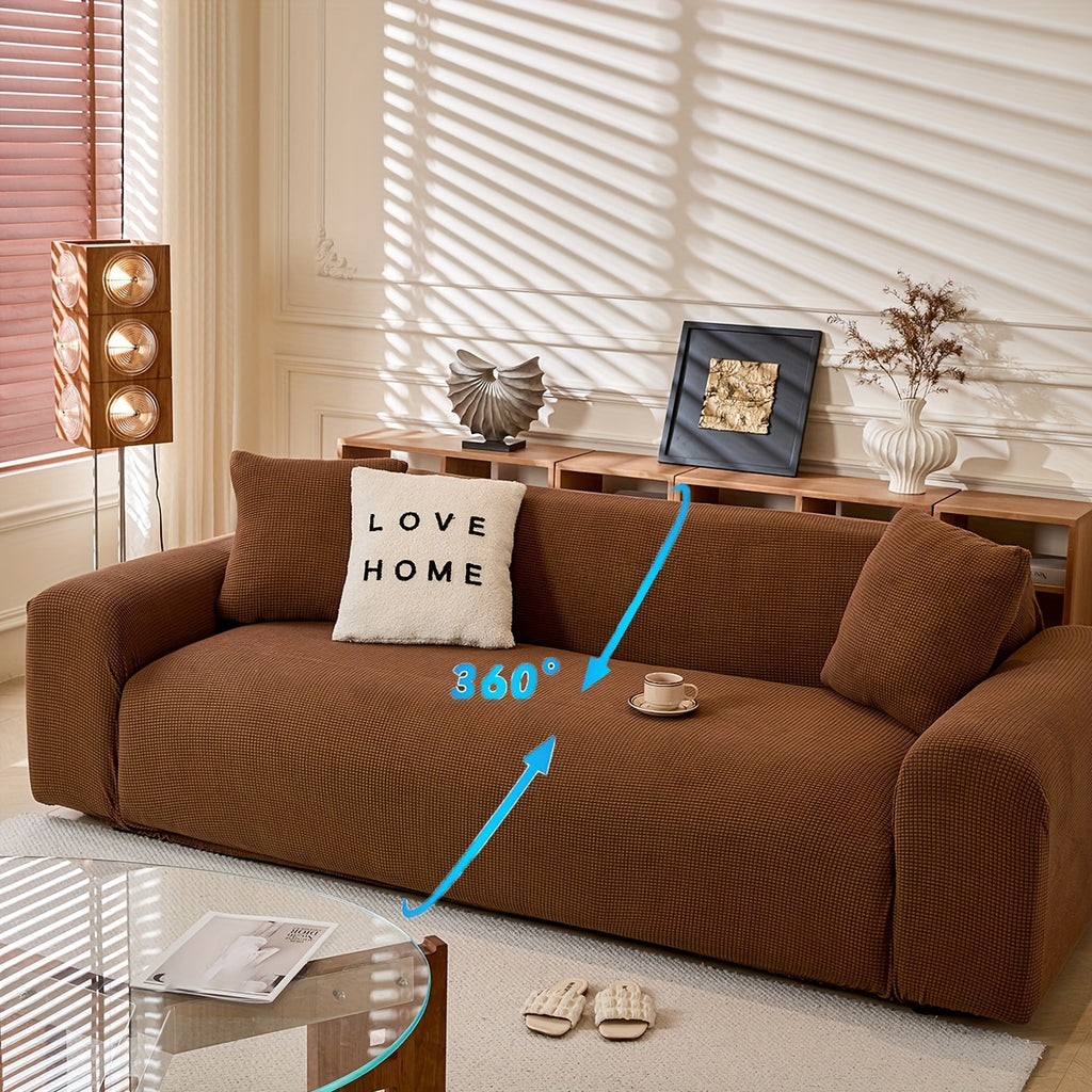 Housse de canapé épaisse extensible en polaire jacquard anti-griffes, visuel produit