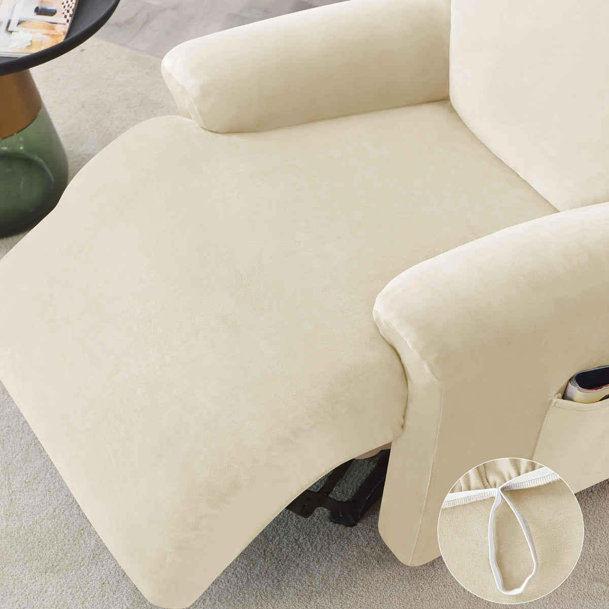Housse de canapé extensible en velours, vue d'ensemble