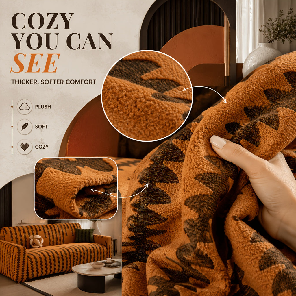 Housse de canapé en polaire jacquard d'esprit bohème, autre coloris
