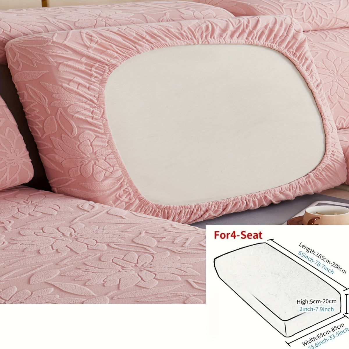 Housse de canapé extensible en polaire jacquard antidérapante, vue d'ensemble