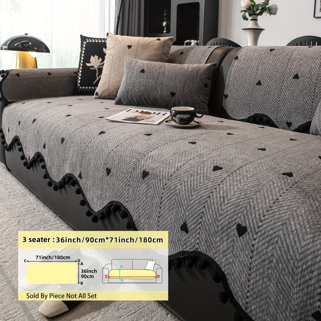 Housse de coussin en chenille jacquard antidérapante, tissu de 300 à 350 g/m²
