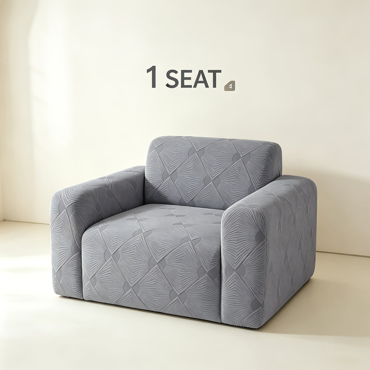 Housse de canapé extensible en polaire jacquard à rayures, mise en situation