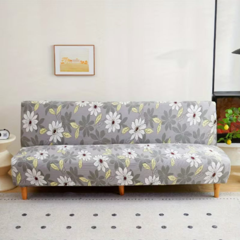 Housse de canapé extensible en fibre de lait matelassée à rayures Image