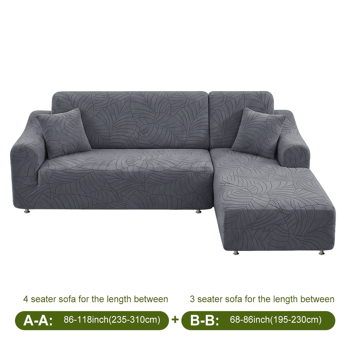 Housse de canapé extensible en polaire jacquard à motif feuillage, mise en situation