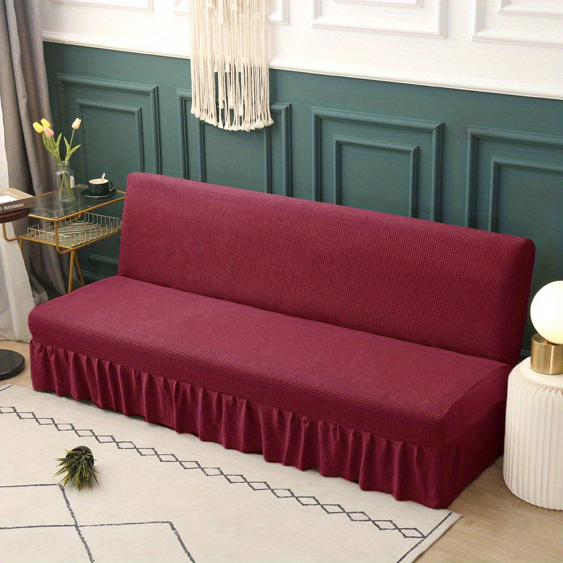 Housse de canapé extensible en velours côtelé à volants, détail de la finition