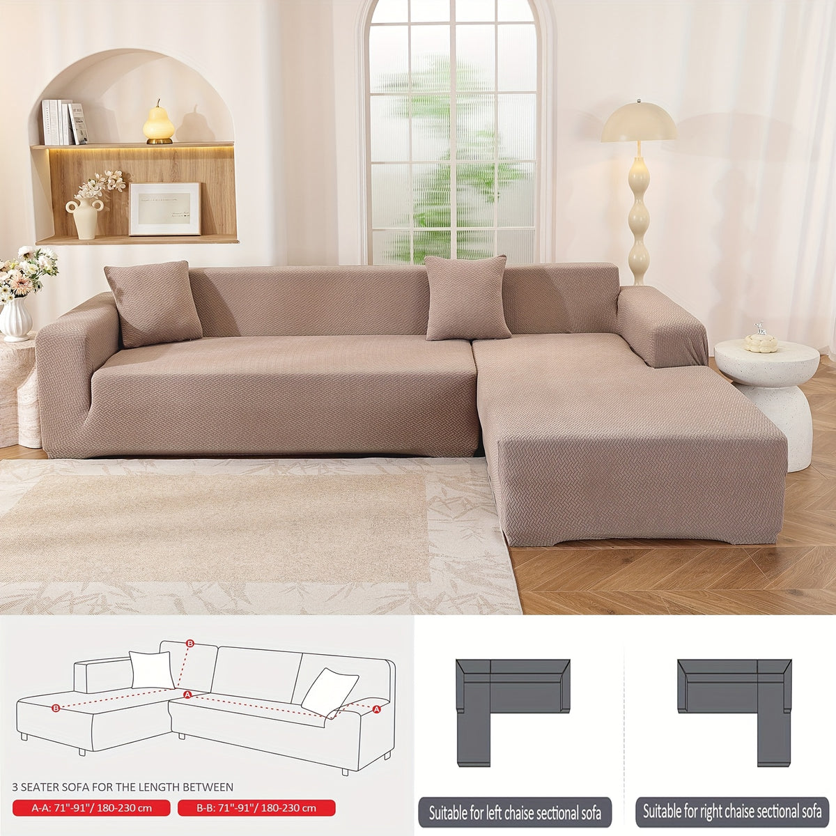 Housse de canapé extensible en polaire jacquard à housses séparées, détail de la finition