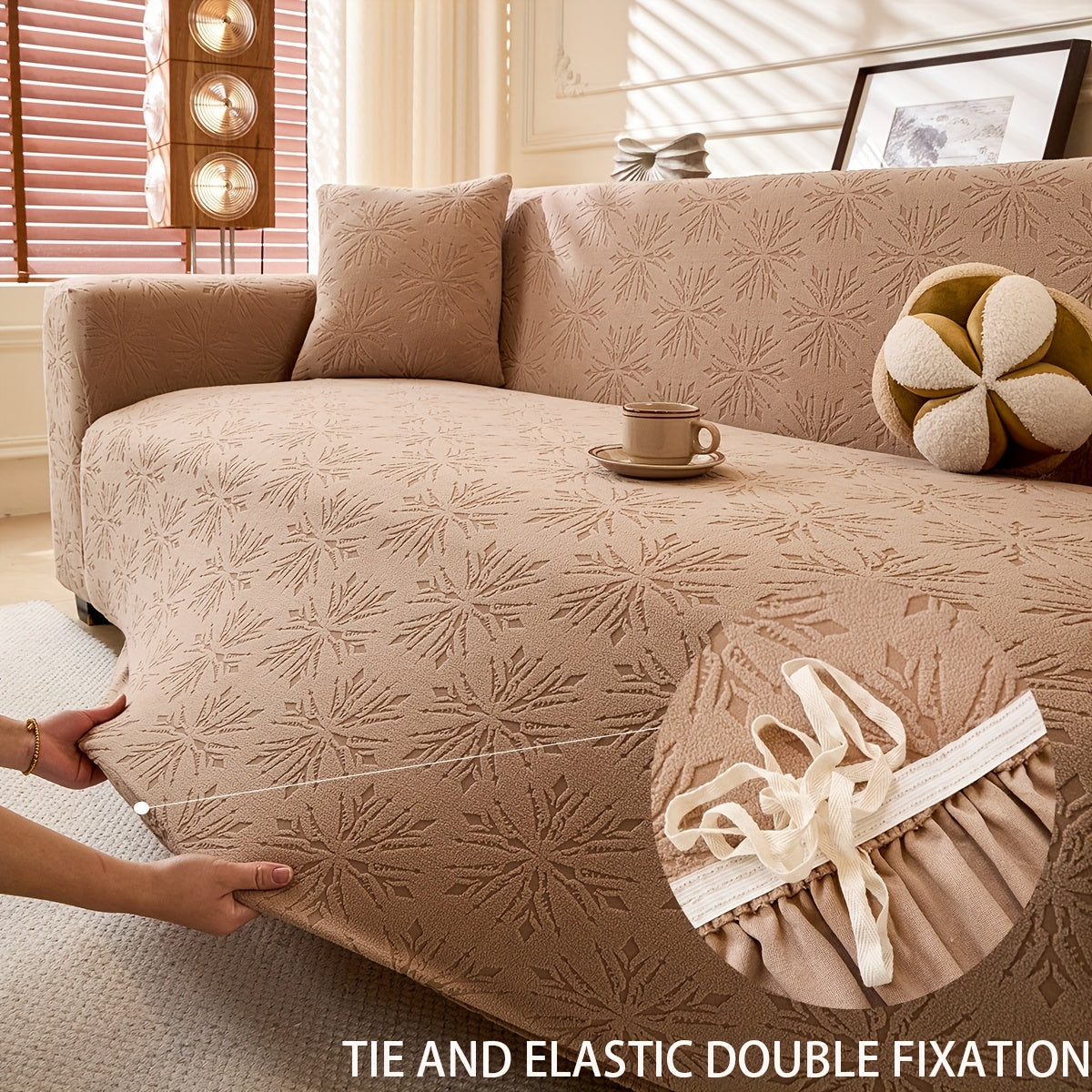 Housse de canapé épaisse extensible en polaire jacquard à housses séparées, autre coloris