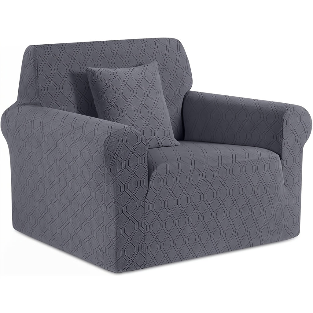 Housse de canapé épaisse extensible en polaire jacquard à housses séparées — détail de la matière : polaire