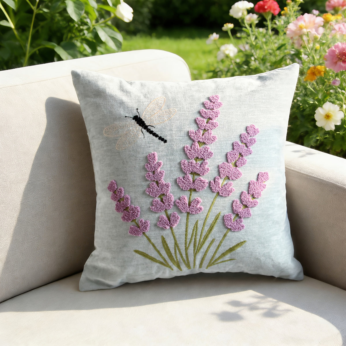 Housse de coussin en chenille à fermeture éclair Image