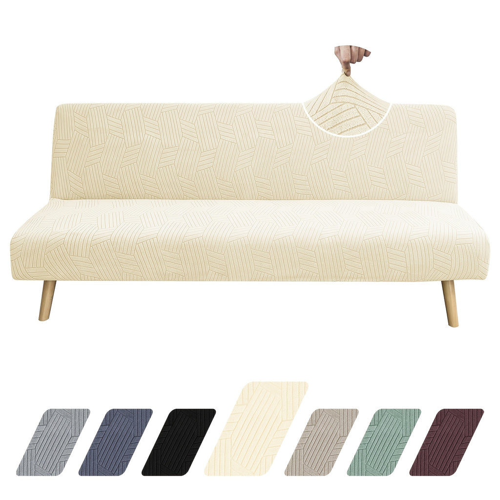 Housse de canapé extensible en jacquard sans accoudoirs, mise en situation