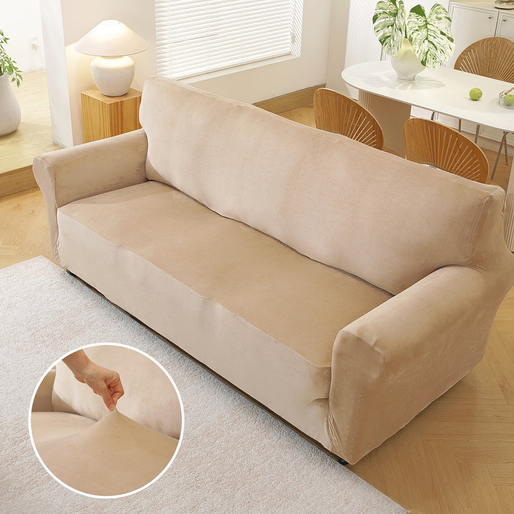 Housse de canapé extensible en velours, gros plan sur le tissu