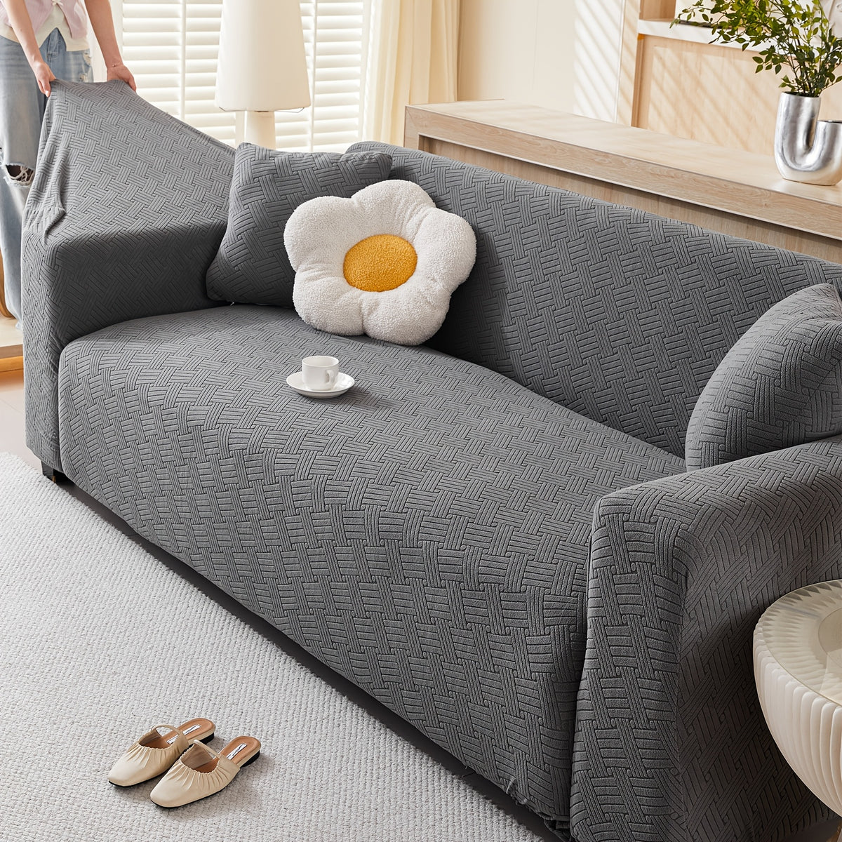 Housse de canapé épaisse extensible en polaire jacquard Image