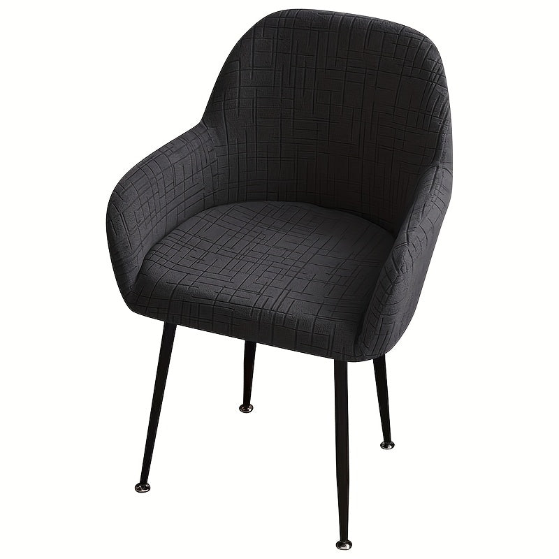Housse de chaise extensible en polaire jacquard, mise en situation