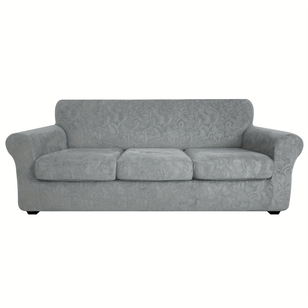 Housse de canapé extensible en polaire jacquard antidérapante à housses, vue de dos
