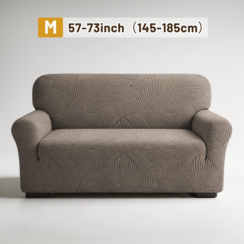 Housse de canapé extensible en polaire jacquard à motif géométrique, visuel produit