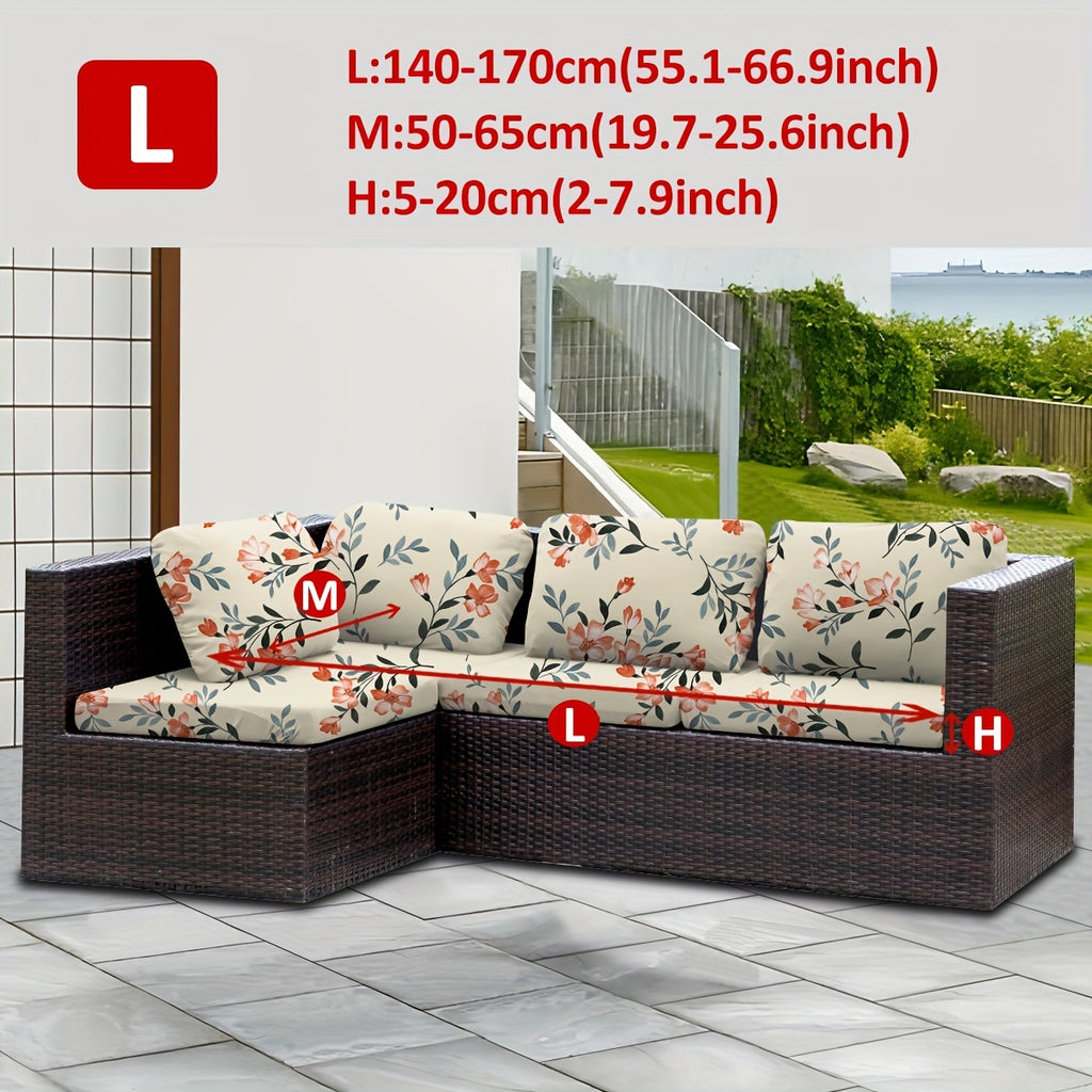 Housse de canapé extensible en fibre de lait à motif tropical, mise en situation