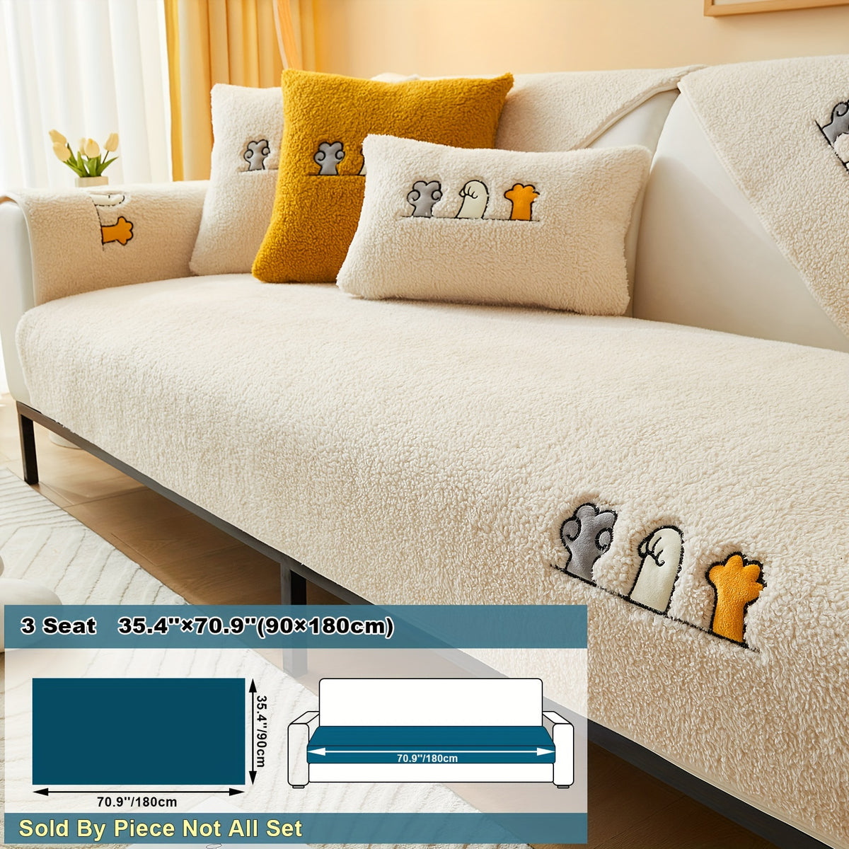 Housse de canapé épaisse en polyester antidérapante à housses séparées, tissu de 400 à 450 g/m²