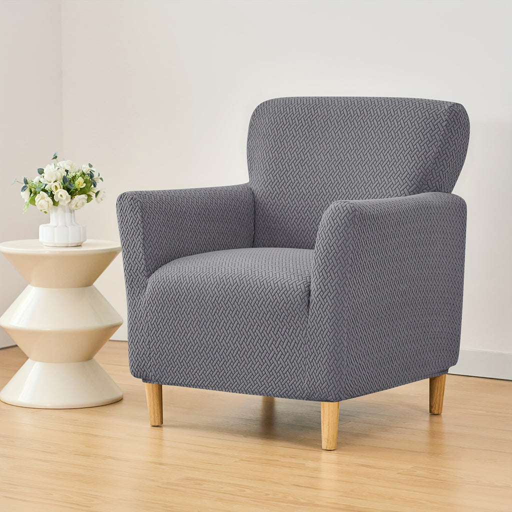 Housse de fauteuil extensible en polaire jacquard pour fauteuil, vue de dos