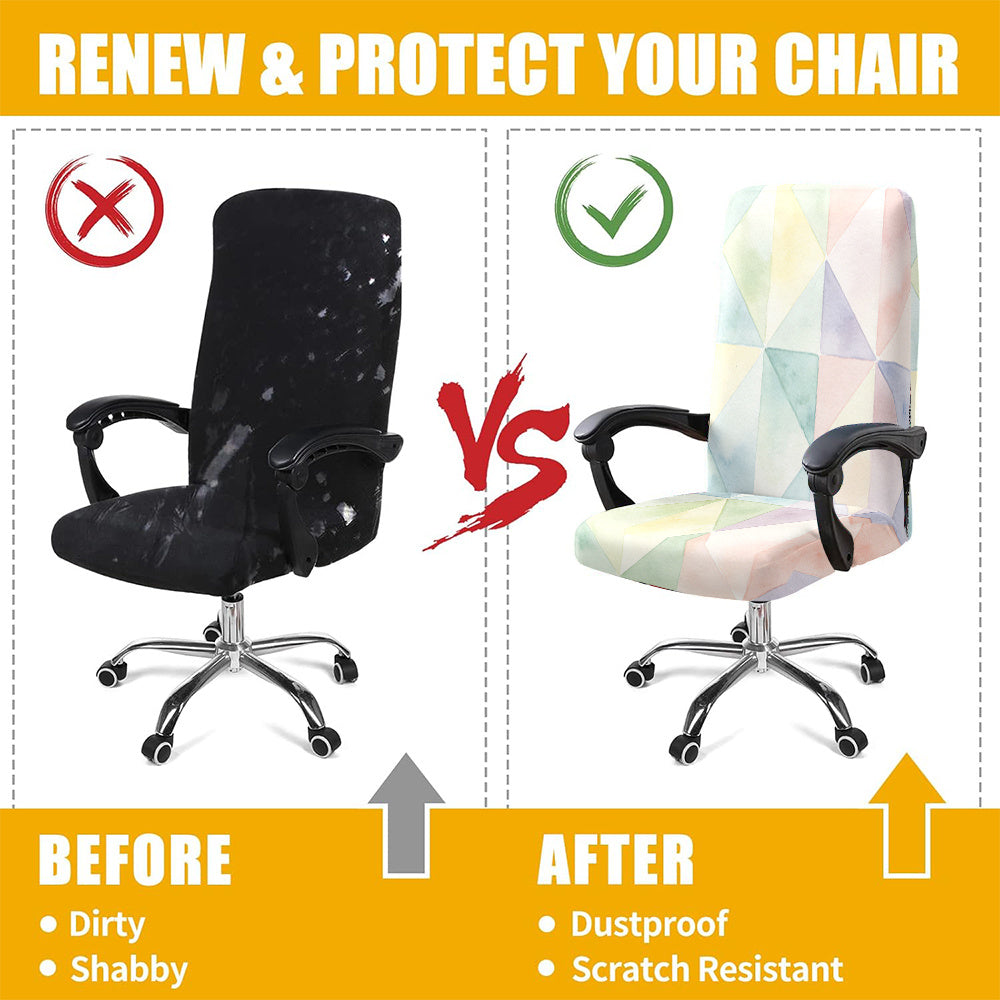 Housse de chaise extensible en fibre de lait à motif losange à fermeture, vue d'ensemble