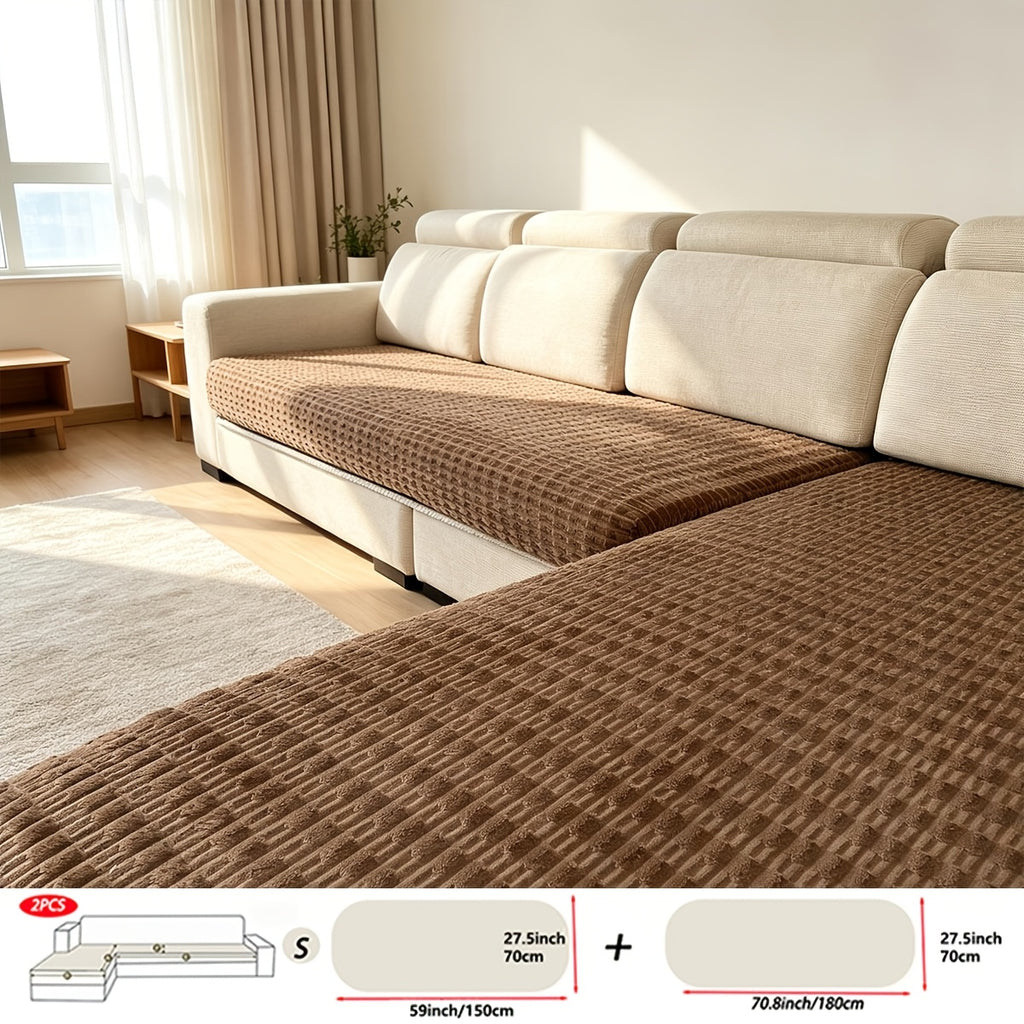 Housse de canapé en polyester à rayures au rendu glamour, vue de dos