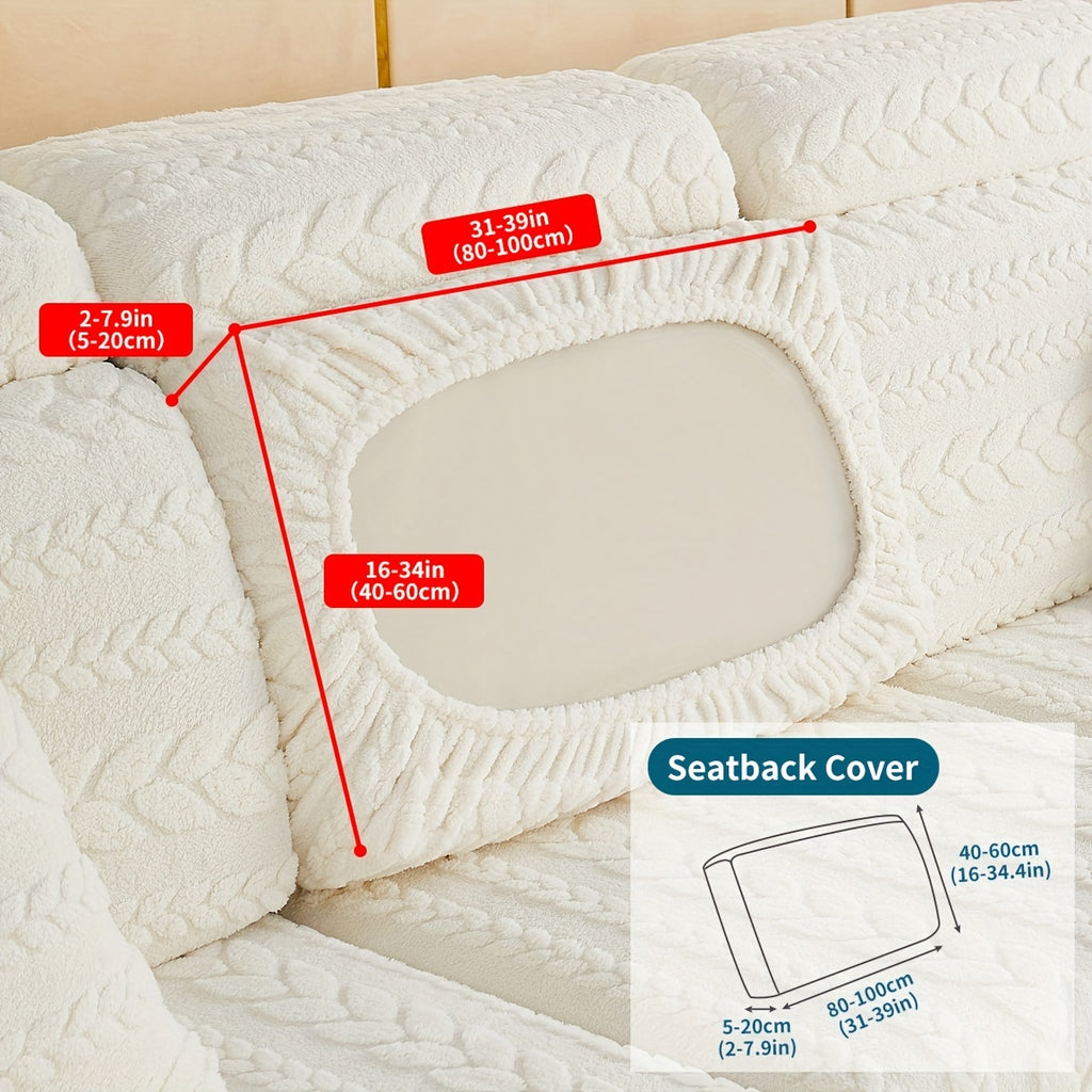 Housse de canapé épaisse extensible en velours jacquard antidérapante, mise en situation