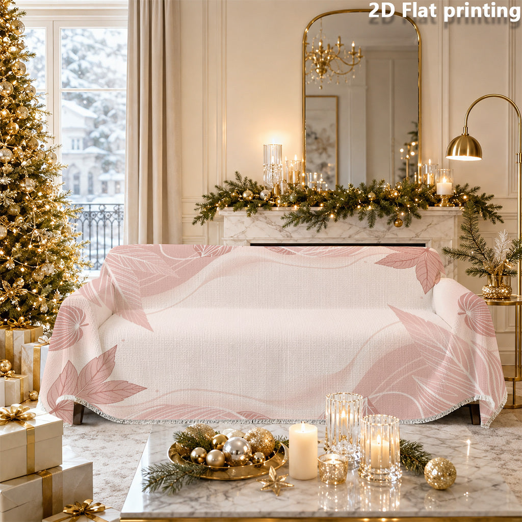 Housse de canapé épaisse en polyester imprimée à motif feuillage antidérapante, tissu de 250 à 300 g/m²