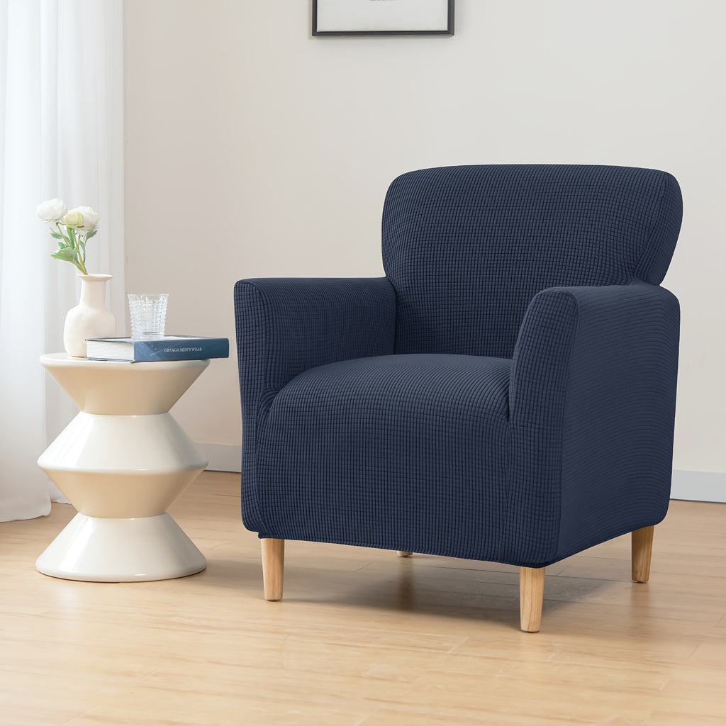 Housse de canapé extensible en velours côtelé pour fauteuil, détail de l'ourlet