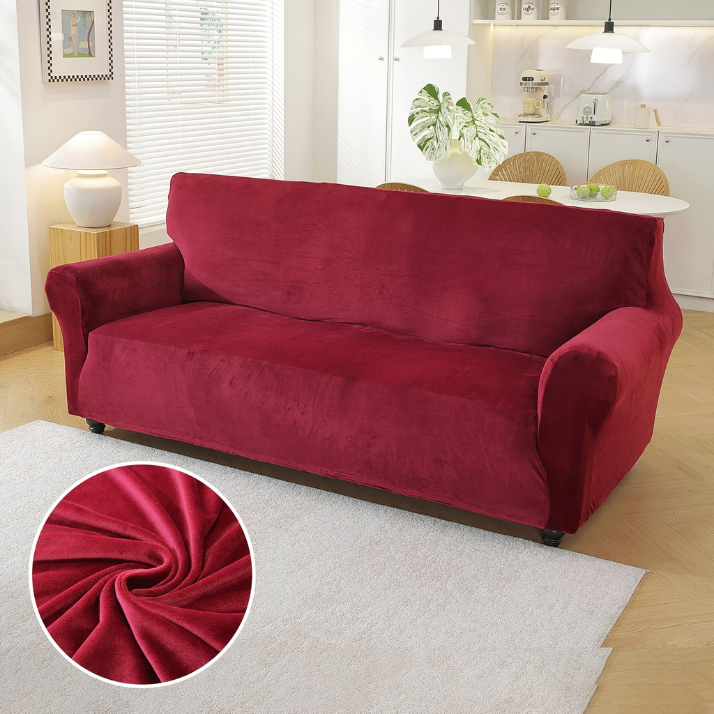 Housse de canapé extensible en velours, gros plan sur le tissu