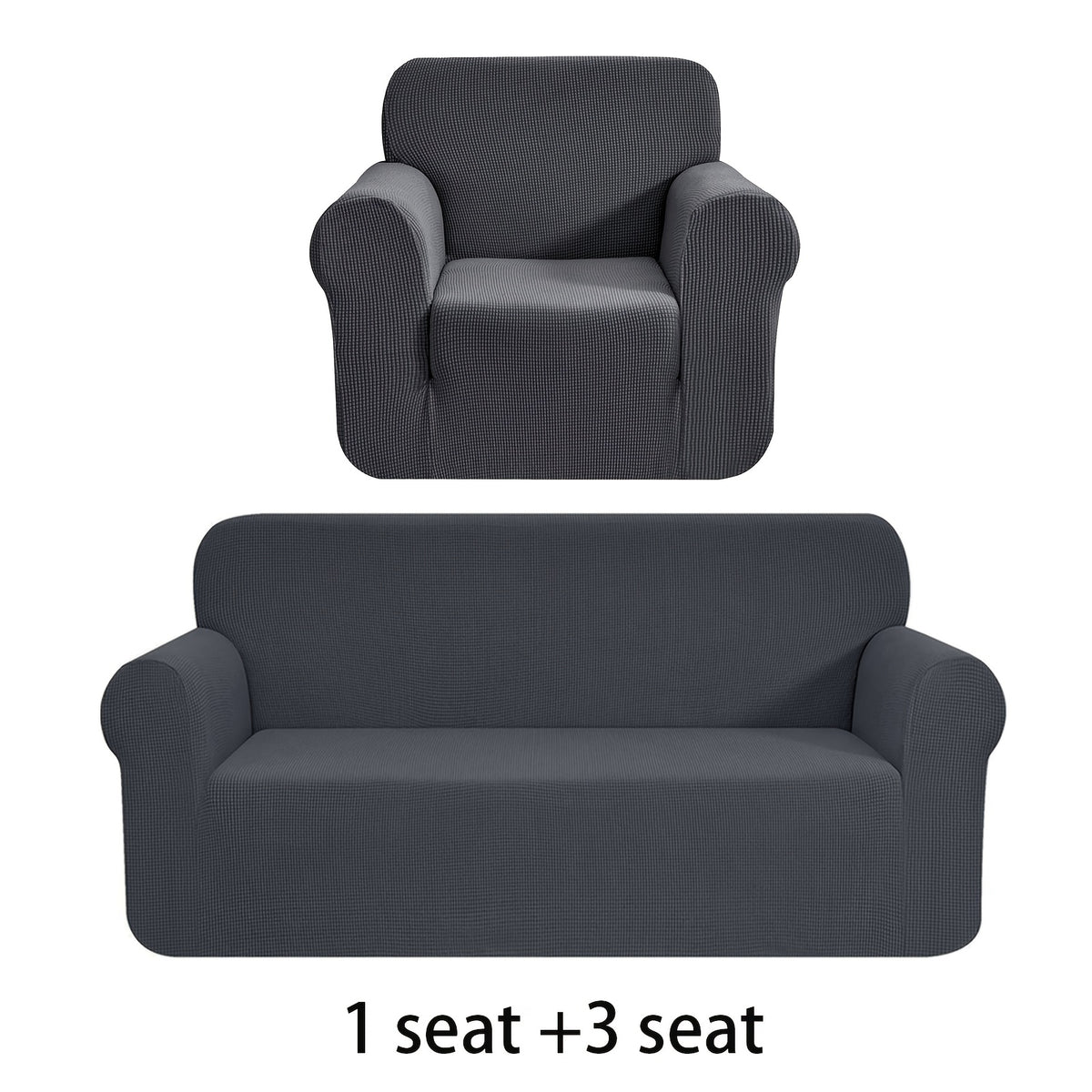 Housse de canapé extensible en polaire jacquard anti-griffes, vue d'ensemble