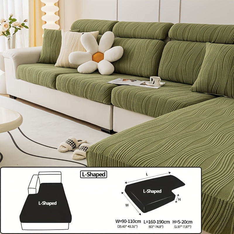 Housse de canapé en polyester à rayures à housses séparées, compatible fauteuil, canapé deux places, canapé trois places