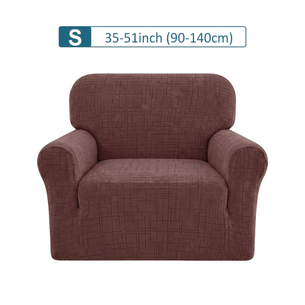 Housse de canapé extensible en polaire jacquard, vue de dos