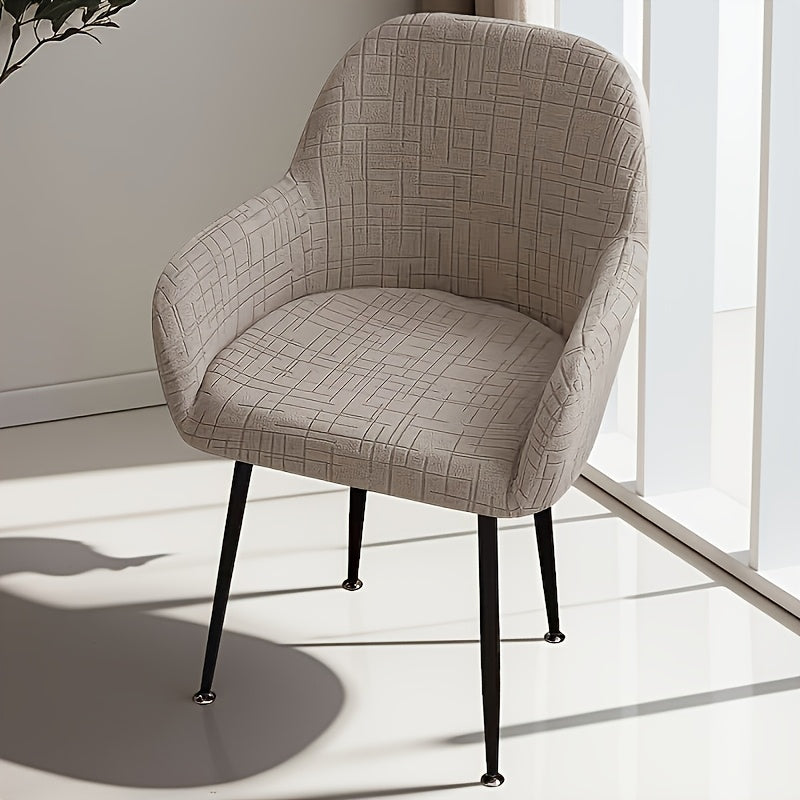 Housse de chaise extensible en polaire jacquard, mise en situation