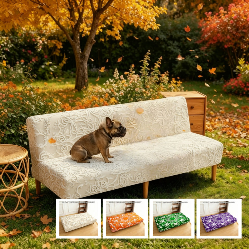 Housse de canapé extensible en fibre de lait imprimée à motif ethnique, vue de dos