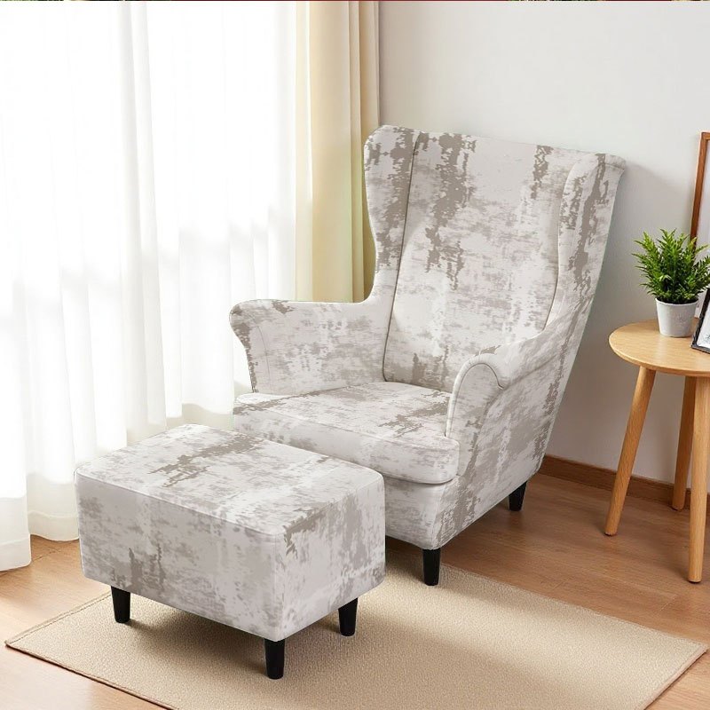 Housse de chaise extensible en fibre de lait imprimée à motif géométrique — détail de la matière : fibre de lait Image
