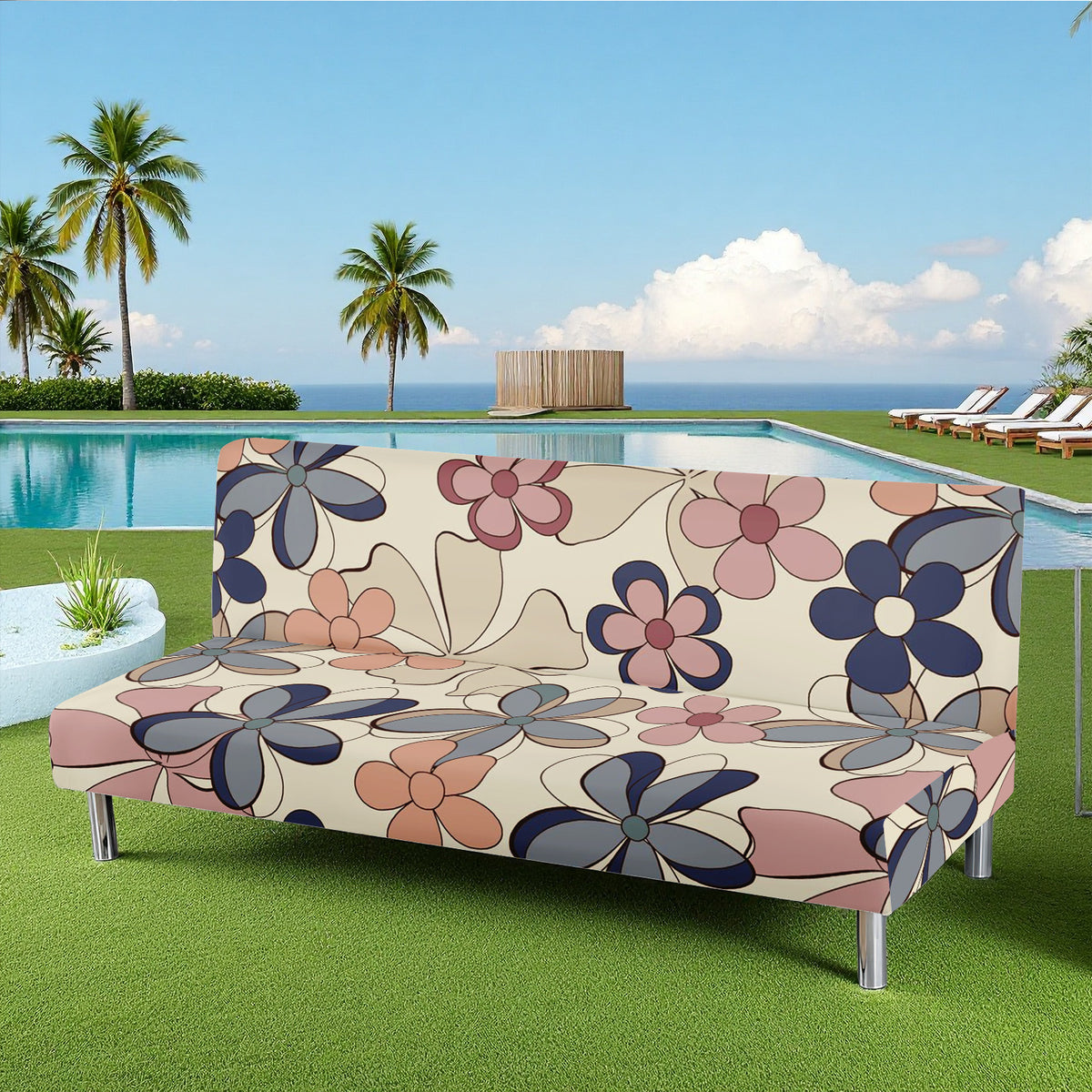 Housse de canapé extensible en fibre de lait imprimée à motif fleuri