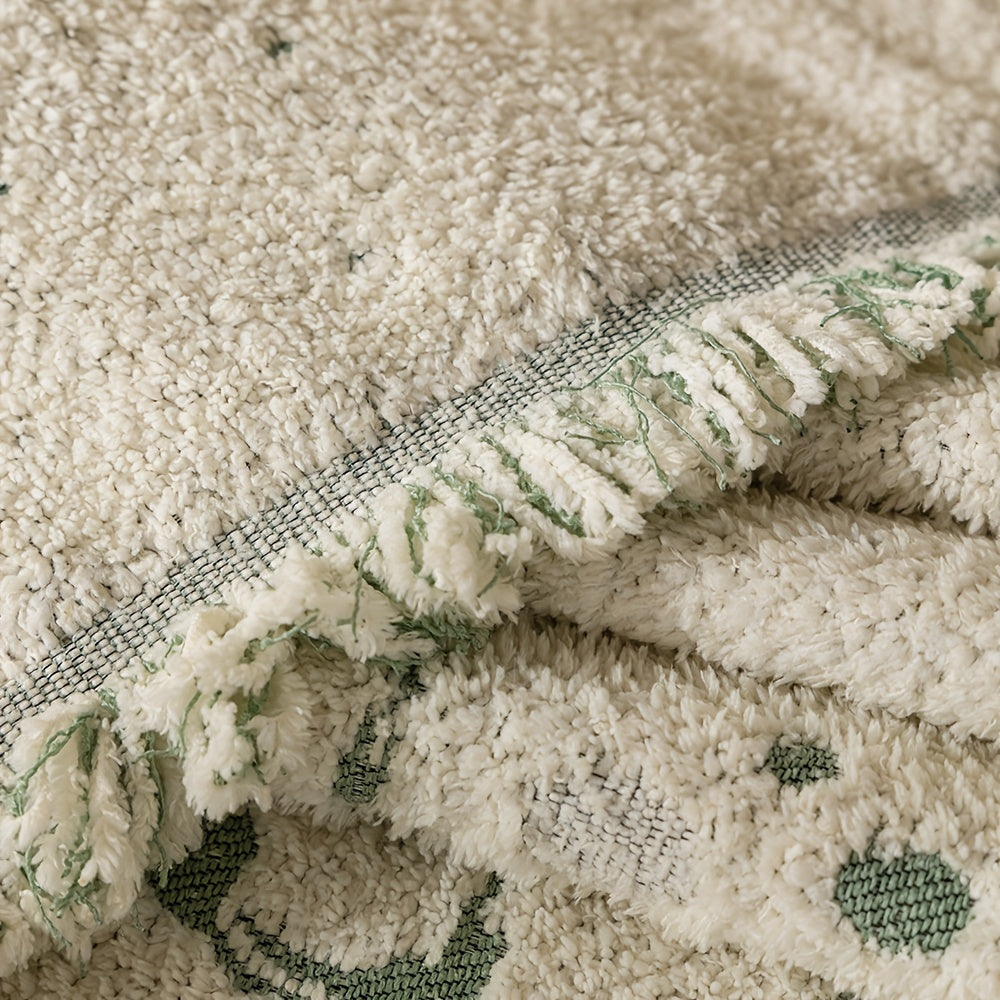 Housse de canapé en chenille jacquard à motif bohème à volants, mise en situation