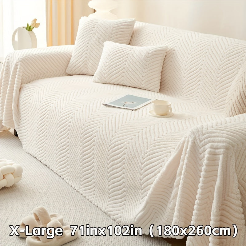 Housse de canapé en velours peluche, mise en situation