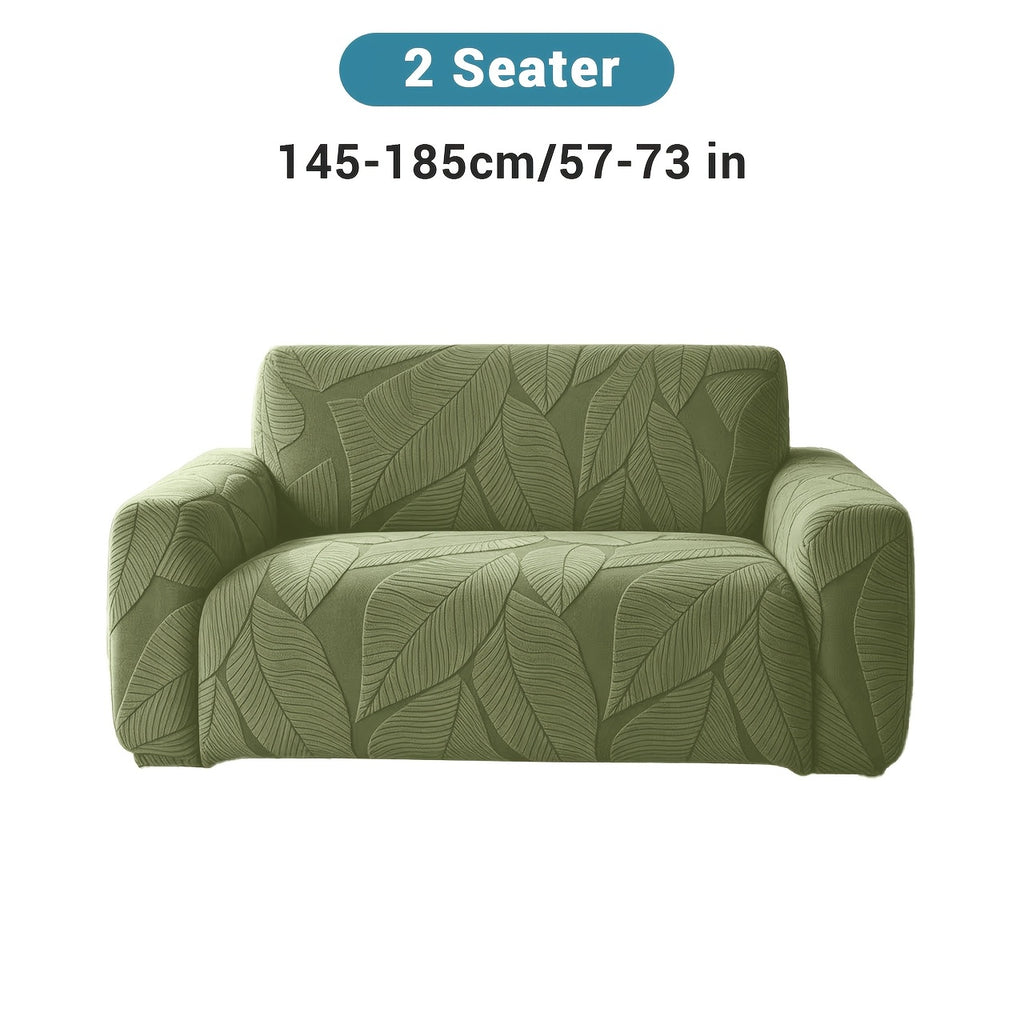Housse de canapé extensible en polaire jacquard à motif feuillage, visuel produit