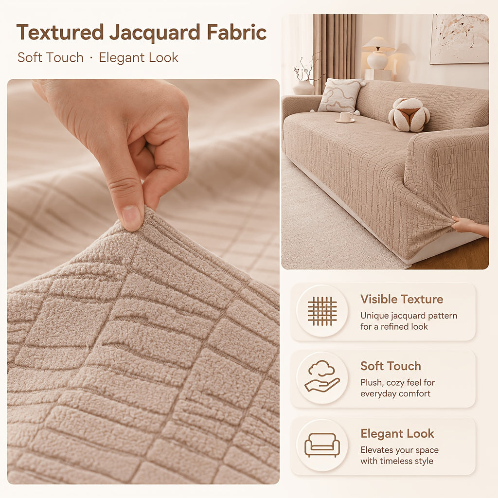 Housse de canapé épaisse extensible en polaire jacquard, housse posée