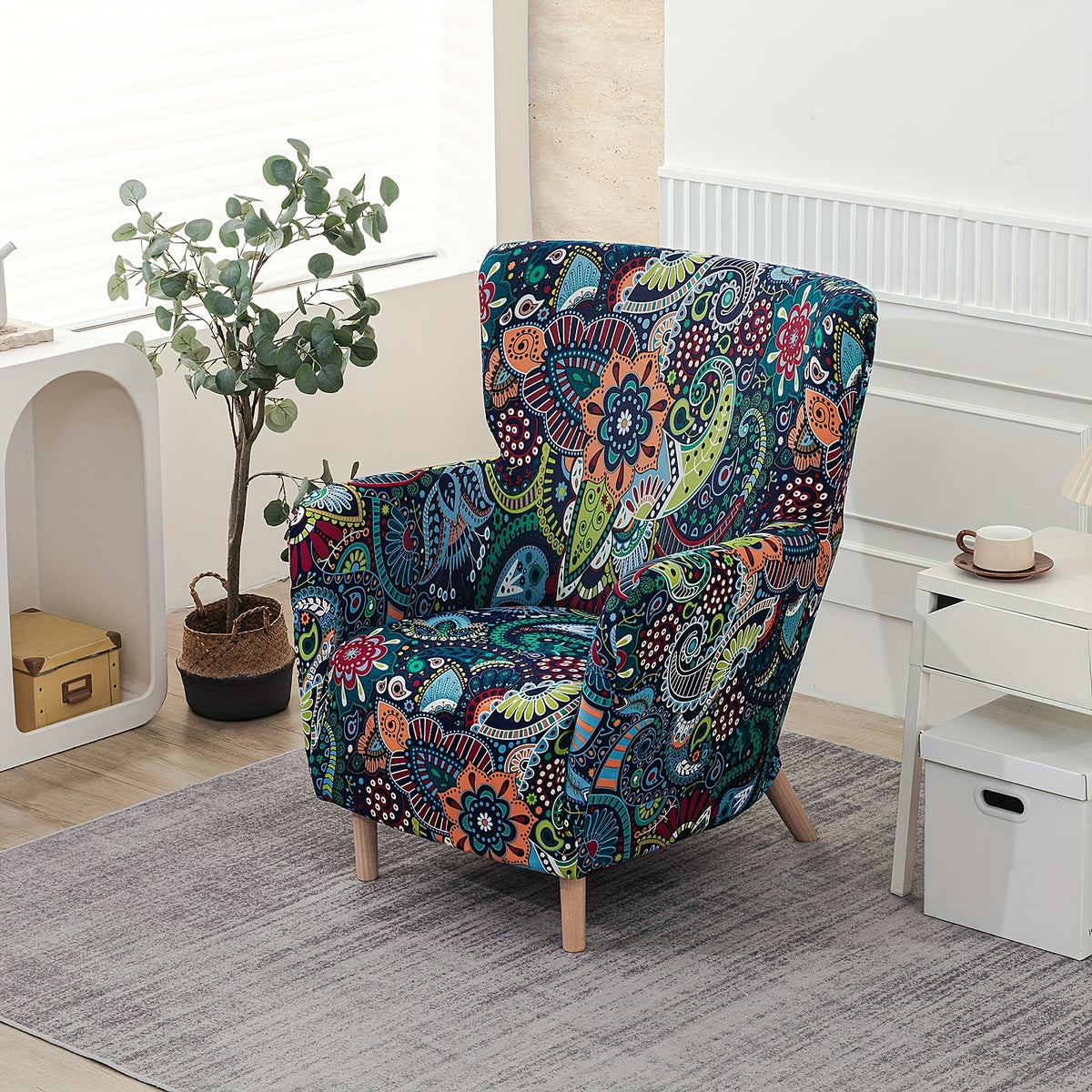 Housse de canapé extensible en fibre de lait d'esprit vintage, vue d'ensemble