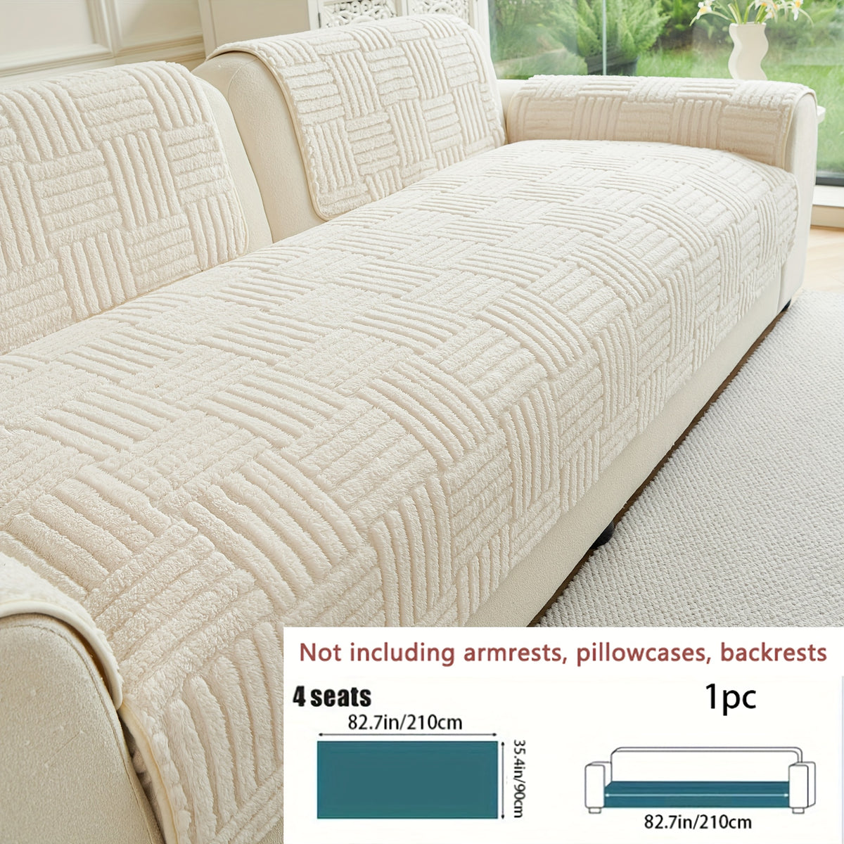 Housse de canapé en velours jacquard à motif bohème antidérapante, visuel produit